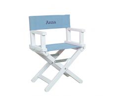 Amikado Fauteuil de metteur en scène bébé personnalisé (de 1 à 5 Ans) - châssis Blanc (Bleu Ciel)