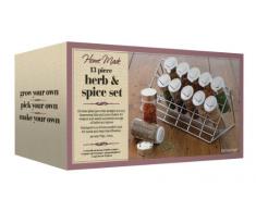 Kitchen Craft KCSPICE Etagère à Epices avec 12 Bouteilles, Verre/Acier Inoxydable, Argent, 9 x 12 x 16 cm