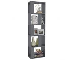 Festnight Bibliothèque pour Salon Étagère de Rangement Polyvalente Gris Brillant 45x24x159 cm