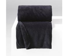 Douceur dIntérieur Jeté de Canapé Flanelle Calinou Polyester/Jacquard Noir 220 x 180 cm