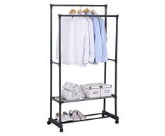 WOLTU SR0022 Portant Porte-Manteau avec étagère, 83x39x161cm, Portant à roulettes, avec Porte-Chaussures, Gris