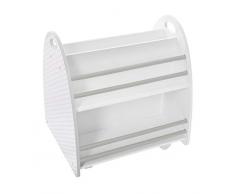 Atmosphera Bibliothèque Basse 2 cotés à roulettes pour Chambre denfant (Blanc/Gris)