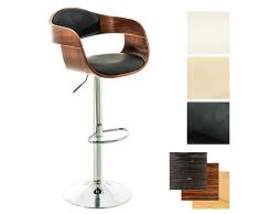 CLP Tabouret de Bar Kingston Similicuir Réglable en Hauteur - Chaise Haute Design avec Dossier Accoudoirs Repose-Pied - Couleur: Noyer/Noir