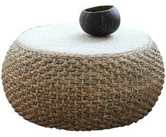 JXQ Cars Hoiho Japonais Table Basse en rotin à la Main Ronde Tatami Bois Massif Petite Table à thé Panier Table Basse Baie vitrée de Vigne,Wood