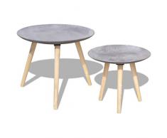 N/A Table Basse 2 pièces 55 cm et 44 cm Gris Ciment (Multicolore)