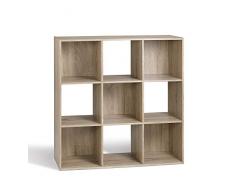 Compo ER Meuble de Rangement 9 Casiers Bibliothèque Etagères Cubes Chêne 92 x 29,5 x 92 cm