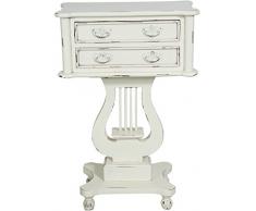 Biscottini Table Basse Lira en Bois Massif Acajou avec Finition Blanche Antique L60xPR30xH85 cm