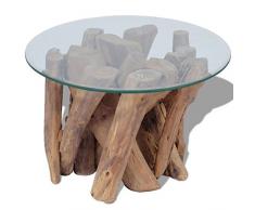 vidaXL Table Basse Table dappoint de Salon Bois Flottant de Teck Massif 50 cm