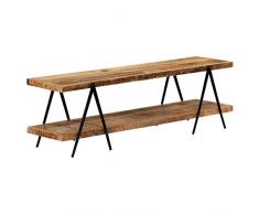 Festnight Meuble TV avec 2 étagères de Style Industriel 160x40x50 cm Bois Solide de manguier