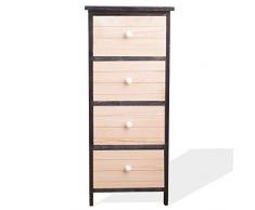 Rebecca Mobili Commode Haute, Meuble de Rangement en Bois, 4 Tiroirs, Gris Blanc, Style Vintage, Chambre Salon Entree – Dimensions: 81 x 35 x 25 cm (HxLxL) - Art. RE4026