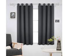Deconovo Lot de 4 Rideaux Occultants de Cuisine Chambre Salon Design Moderne Décoratif à Oeillets 140x180cm Gris foncé