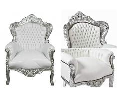 MAXIOCCASIONI Fauteuil Baroque Grand Argent Blanc