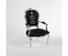 MAXIOCCASIONI Fauteuil Baroque Argent Noir Keep Calm