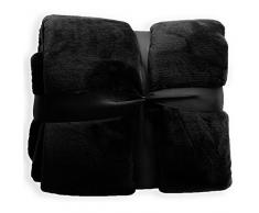 Couverture casa pura® Glory très doux | 2 tailles, 8 coloris | certifié Oeko-Tex, lavable | plaid canapé | matière souple | noir, 150x200cm