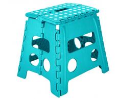 SHD - Tabouret pliant en plastique - Pliable - Charge maximale : 150 kg - 2 couleurs - Dimensions : 37 x 30 x 32 cm - Portable, antidérapant, peu encombrant. turquoise/blanc