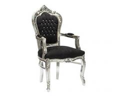MAXIOCCASIONI Fauteuil Argent Noir Style Baroque Chaise avec accoudoirs Luigi XV