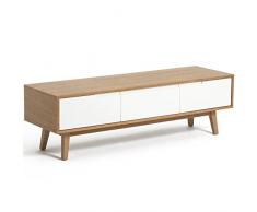 Meuble TV Design scandinave ALSKAR Chêne et Blanc 150 cm