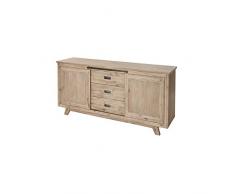 Tousmesmeubles Buffet 2 Portes coulissantes 3 tiroirs 180 cm - Lausanne - L 180 x l 45 x H 90 - Neuf
