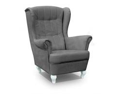 E-MEUBLES Fauteuil à Oreilles en Tissu Style scandinave Gris FONCé Stanford II
