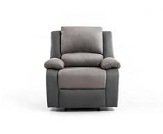 Loungitude Fauteuil de relaxation en PU gris et microfibre grise