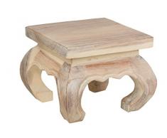 Table basse d'opium, 20x20x25 cm, artisanal, fait de massif bois, naturel