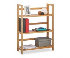 Relaxdays 10020283 Etagère en bambou 3 niveaux pliante meuble bois 3 étages pliant bibliothèque HxlxP: 95 x 69,5 x 30 cm, nature