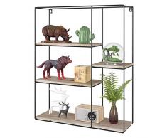 Homfa Étagère Murale Bibliothèque à 4 Niveaux Meuble de Rangement Suspendus Design carré pour Chambre Cuisine Salon 50×15×60cm