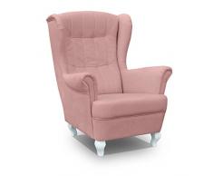 MEUBLO Fauteuil à Oreilles en Tissu Style scandinave Rose Stanford