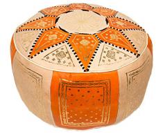 Pouf fassi en cuir, pouf marocain fait main en cuir véritable, no rembourré. Ils sont vendus vide. Ils peuvent etre rembourrés avec des chiffons, du papier ou de mousse synthetique.