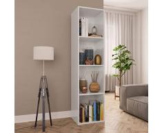 Festnight Étagère Bibliothèque/Meuble TV Étagère de Rangement pour Salon Blanc Brillant 36x30x143 cm Aggloméré