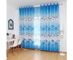 Omkuwl Rideaux de fenêtre Panneau de rideau d'occultation de dauphin mignon pour le salon de chambre cour bleue avec le crochet 100 * 250cm