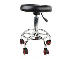 Ejoyous Tabouret à Roulettes, Mobile Ronde Tabouret Roulant à Hauteur Réglable avec Repose-pieds et Roues, Tabouret Salon De Beauté pour Salon de Massage, Salon de Coiffure Médical Tattoo, Noir