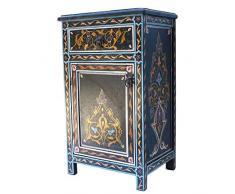 L ́Orient Menara Commode marocain en Bois Massif Peint à la Main H 68 cm 1 tiroir 1 Porte | Buffet Oriental Antique Vintage | Véritable Artisanat de Marrakech