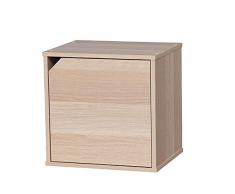 Iris Ohyama Box QR-34D Cube de rangement modulable avec porte, Bois, Beige, 34,9 x 29 x 34,4 cm