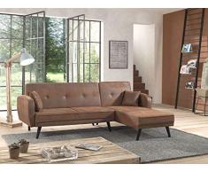 Bestmobilier - Folke Vintage - Canapé dangle réversible Convertible - Style scandinave rétro - Microfibre Marron Vieilli