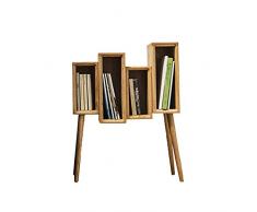 HANSHAN En Bois Massif Petit Bibliothèque, Bibliothèque Vitrine Commode Table Dappoint Canapé Dangle Table Cabinet Side Magazine Rack 23 × 9 × 31 Pouces (Color : Wood)