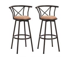 Homy Casa Lot de 2 tabourets de Bar industriels de Style Chaise Vintage avec Repose-Pieds Design en Mousse rembourrée de 29 Pouces