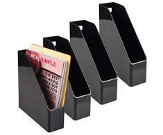 mDesign – range-magazines en plastique noirs, pratiques et haute gamme – organiseurs de bureau pour magazines, journaux, blocs-notes & Cie.