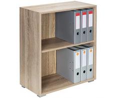 Étagère Bibliothèque chêne Meuble de Rangement »Vela« 2 Compartiments Stockage