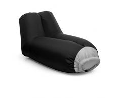 blumfeldt Airlounge - Canapé Gonflable, Voyage, Imperméable, Sac à Dos de Transport Inclus, Lavable, Se gonfle Rapidement, Résistant, Confortable, Dimensions : env. 90 x 80 x 150 cm, Noir