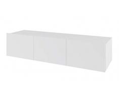 DOMTECH Meuble TV suspendu Blanc brillant 150 cm Meuble de jeu Armoire murale moderne