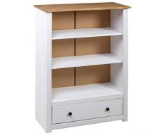 Tidyard Bibliothèque Meuble de Rangement | Bibliothèque Bois de pin Massif Assortiment Panama 80 x 35 x 110 cm Blanc