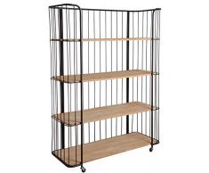 JARDIN DECO Étagère Style Industriel sur roulettes 4 Niveaux