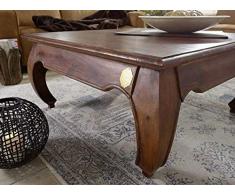 Table basse carrée 120x120cm - Bois massif d'acacia laqué - Inspiration Ethnique-Coloniale - OPIUM #624