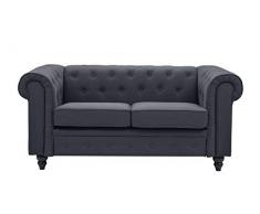 Canapé 2 Places,Chesterfield, Gris Anthracite, 160cm x 82cm x 72cm