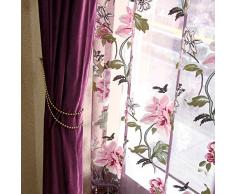lzndeal 2pcs Rideaux de fenêtre voilage de Fleurs de Pivoine Décoration de Fenêtres de Balcon Salon Salle de bain Chambre Rideaux Décoration