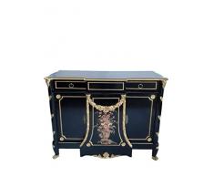 Louises Baroque Rokokoko Commode Style Ancien - Noir - Largeur 125 cm
