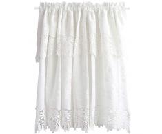 LYDM Pur Coton Blanc moitié Rideau,Pays Anglais Dentelle Rideau Court Rideau de Porte café Cuisine poussière de Porte darmoire Demi draperie,1pcs