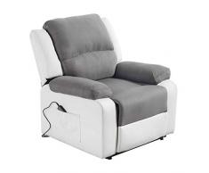 Paris Prix - Fauteuil De Relaxation Electrique OTA 98cm Blanc & Gris