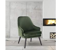 WOLTU SKS20dgn Fauteuil à Oreilles en Velours Fauteuil TV Fauteuil Relaxant Chaise de Loisirs en Bois Massif,Vert Foncé